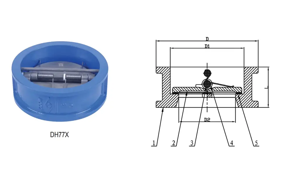 Double Door Wafer Check Valve DH77X